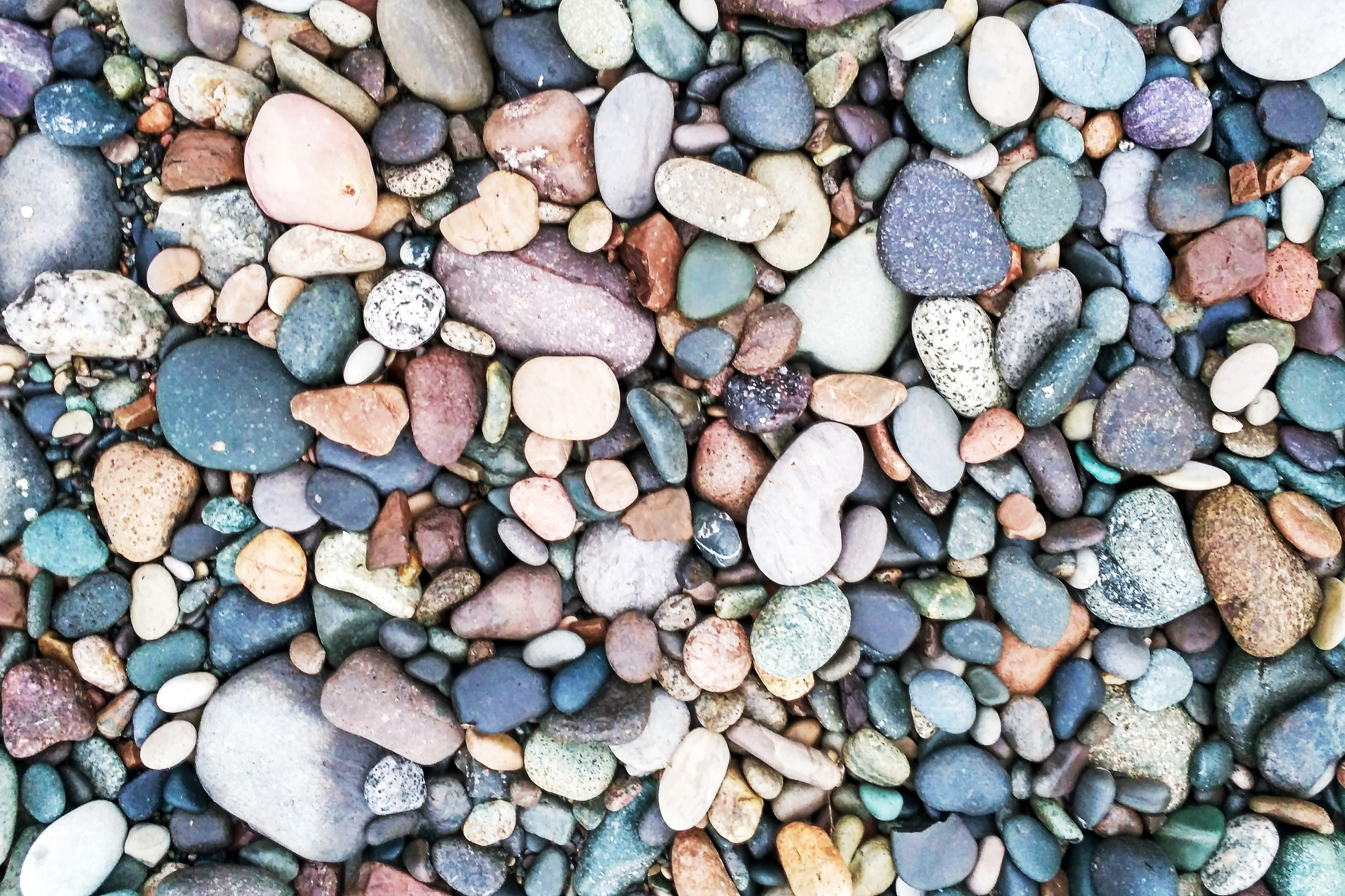 collection of multi-colored river rocks
